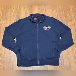 Barrett-Jackson Men’s XL Navy Full-Zip Spell Out Sweater Collector Car Auctions